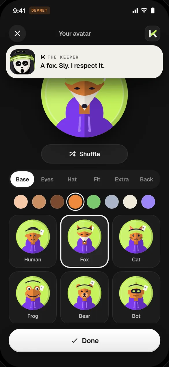 Avatar builder screen