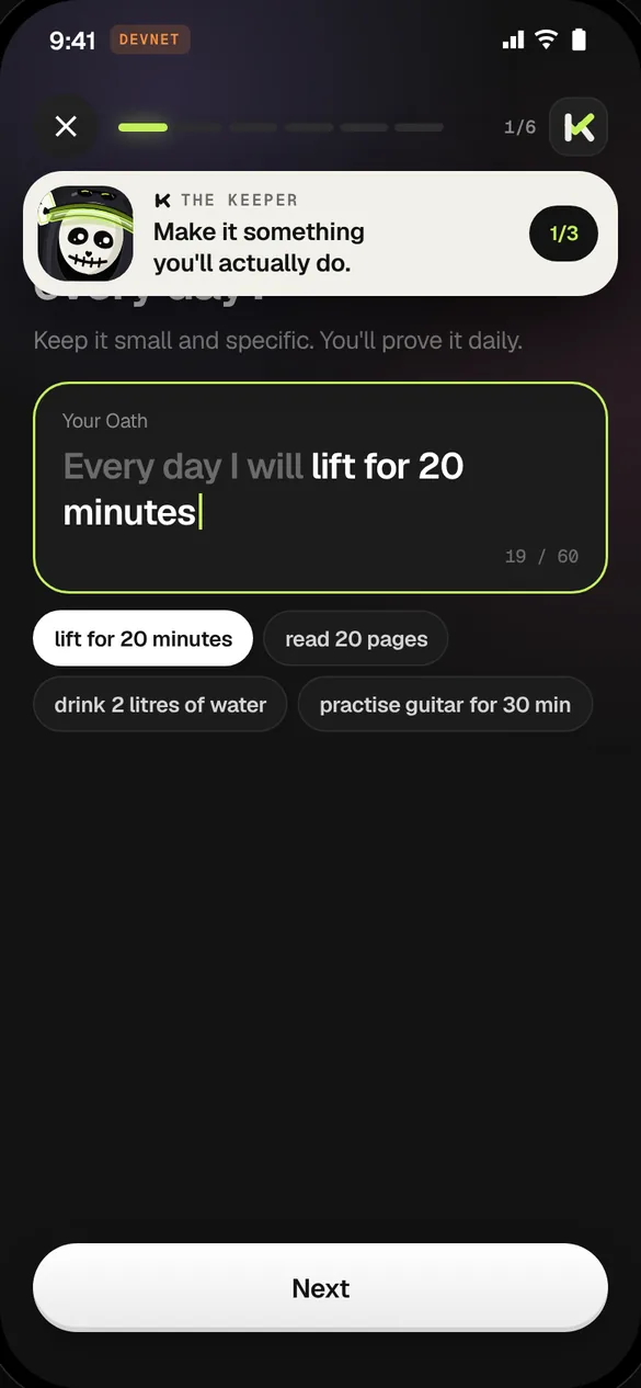 Create an Oath screen